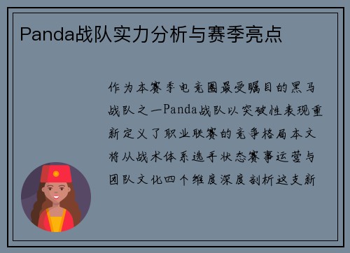 Panda战队实力分析与赛季亮点