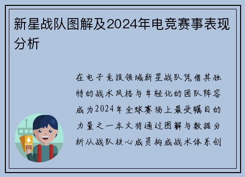 新星战队图解及2024年电竞赛事表现分析
